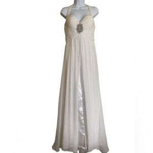 WOW Prom Pageant Gown Chiffon Overlay Satin Babydoll Bodice Top T Back‎ Size 10